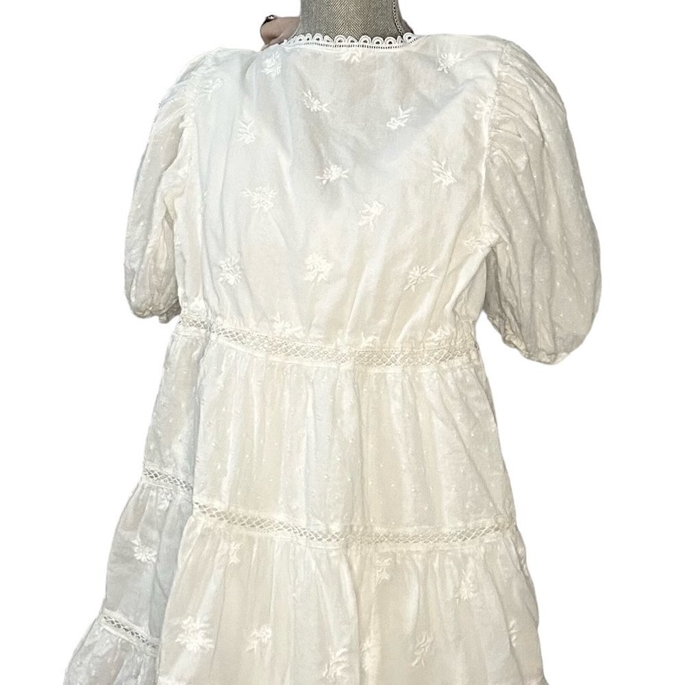 Abercrombie & Fitch White Short Sleeve VNeck Mini Dress Size XS GUC - Picture 4 of 5